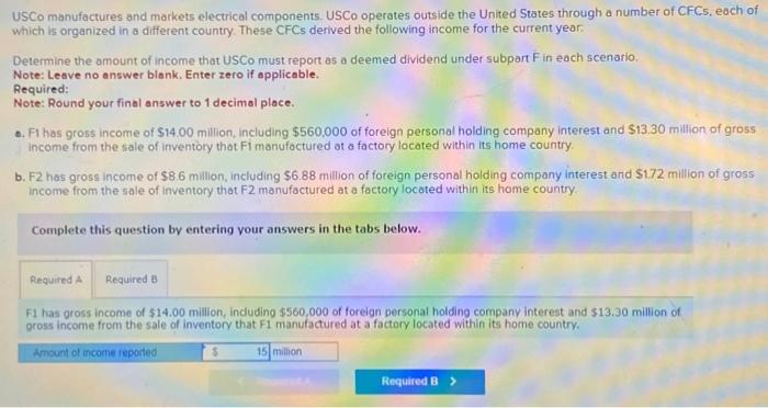 Solved USCo manufactures and markets electrical components. | Chegg.com