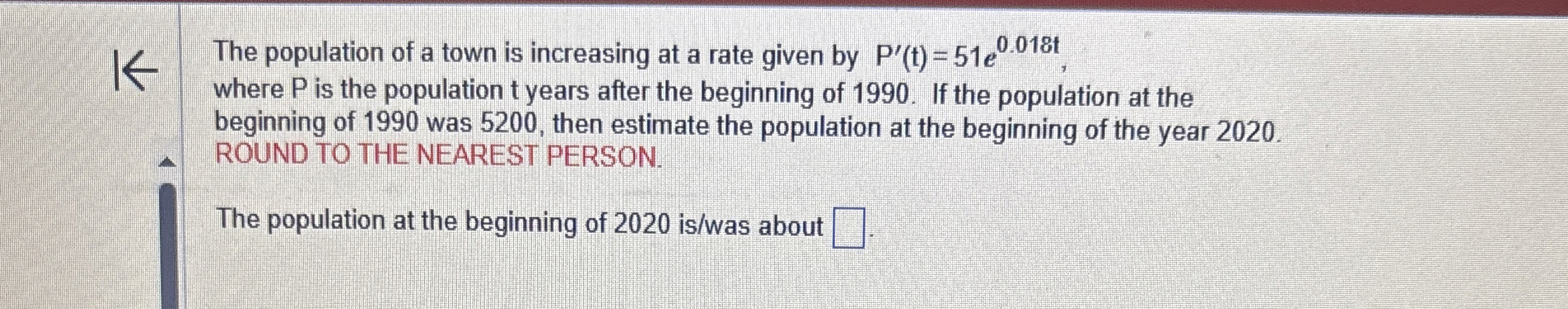 Solved The population of a town is increasing at a rate | Chegg.com