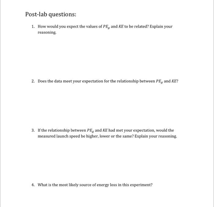 Post-lab questions: 1. How would you expect the | Chegg.com