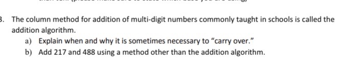 Solved 3. The column method for addition of multi-digit | Chegg.com