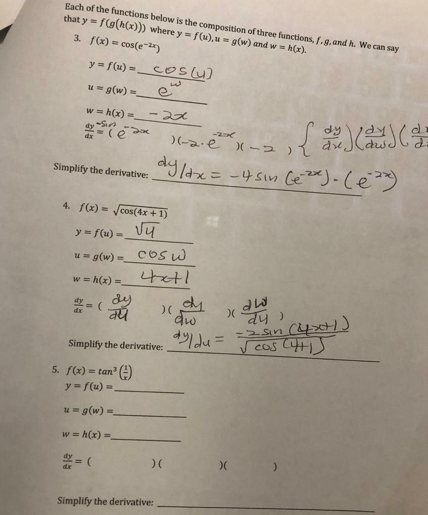 Solved Each Of The Functions Below Is The Composition Of Chegg Com