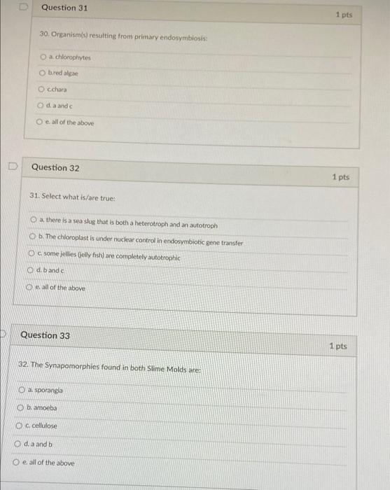 Solved Question 31 1 pts 30. Organismis resulting from | Chegg.com