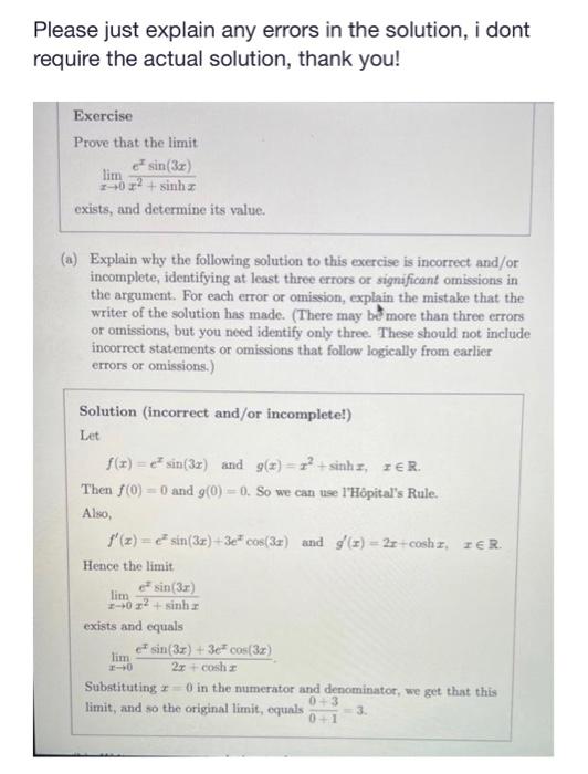 Solved Please just explain any errors in the solution, i | Chegg.com