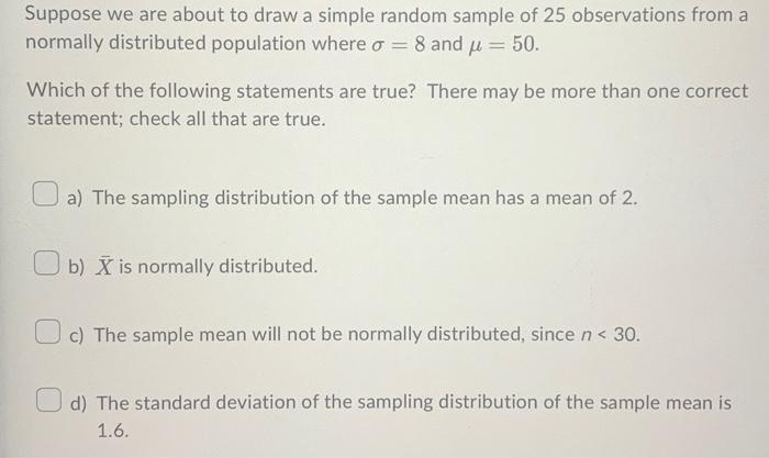 Solved Suppose we are about to draw a simple random sample | Chegg.com