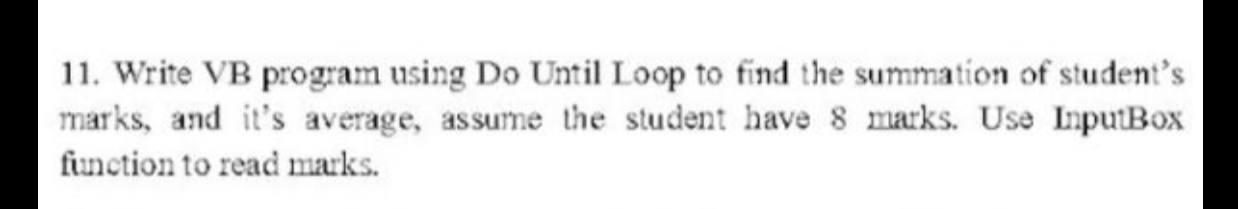Solved 11. Write VB program using Do Until Loop to find the | Chegg.com