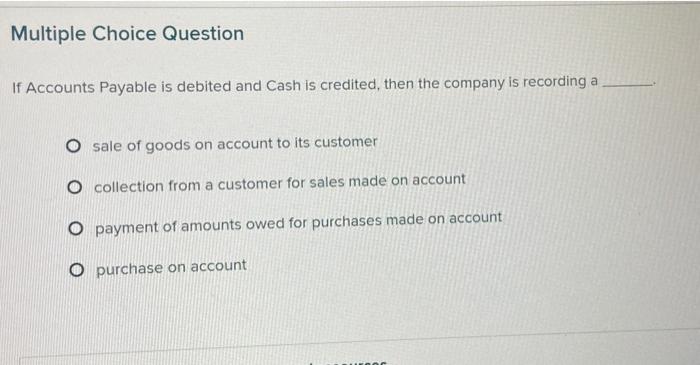 Solved If Accounts Payable Is Debited And Cash Is Credited, | Chegg.com