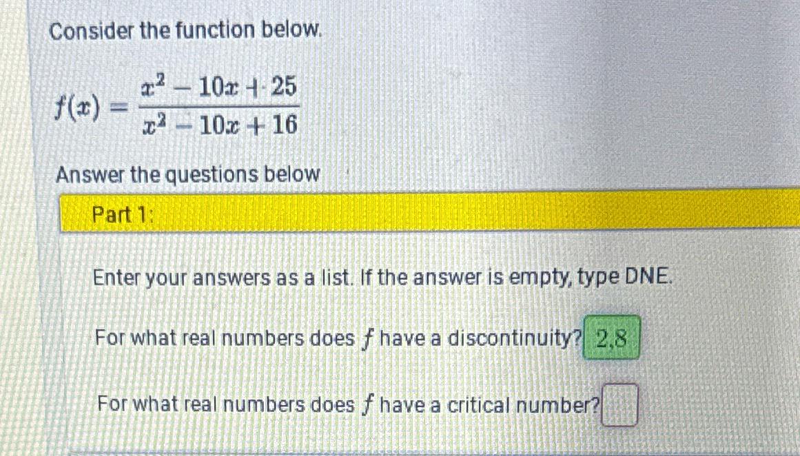 Solved Consider the function | Chegg.com