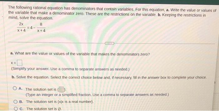 Solved The following rational equation has denominators that | Chegg.com