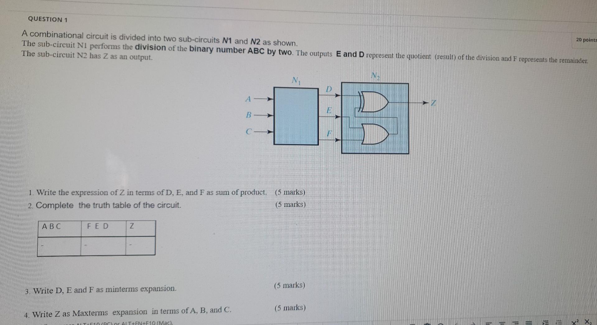 Solved QUESTION 1 A Combinational Circuit Is Divided Into | Chegg.com