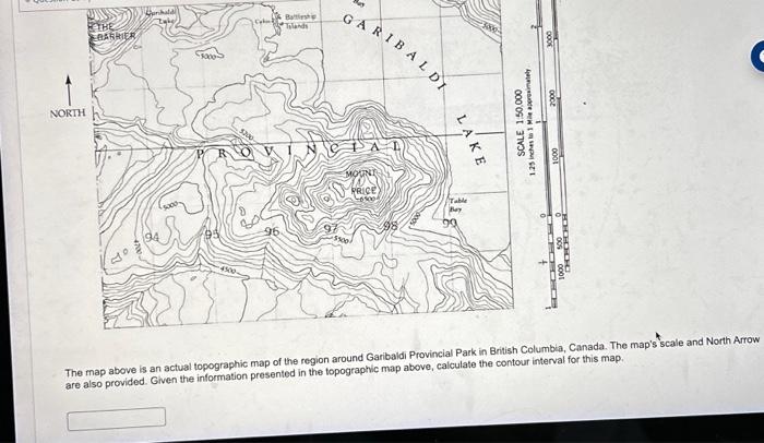 Solved The map above is an actual topographic map of the