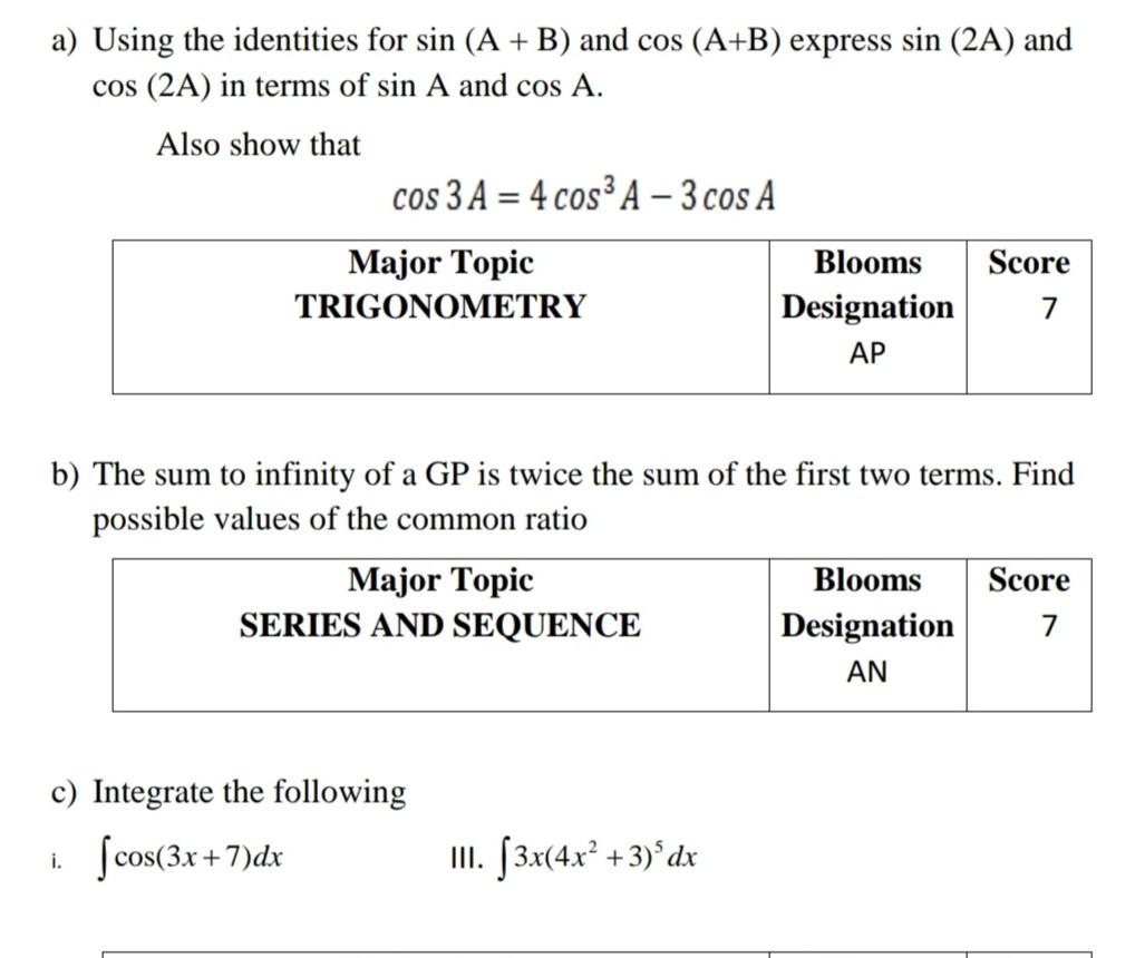 Solved A) Using The Identities For Sin (A + B) And Cos (A+B) | Chegg.com