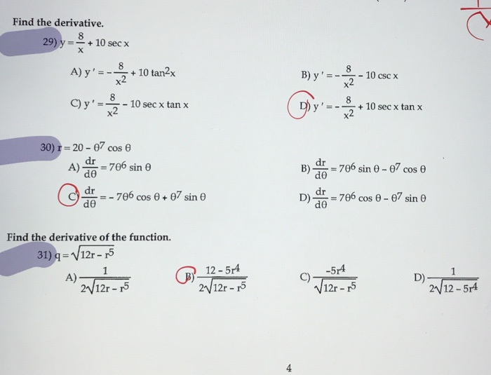 Solved Find The Derivative 29 Y 8 10 Secx A Y 10 Chegg Com