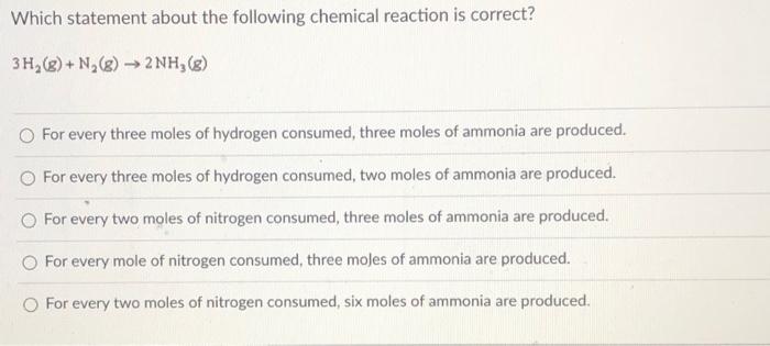 Solved Which Statement About The Following Chemical Reaction | Chegg.com