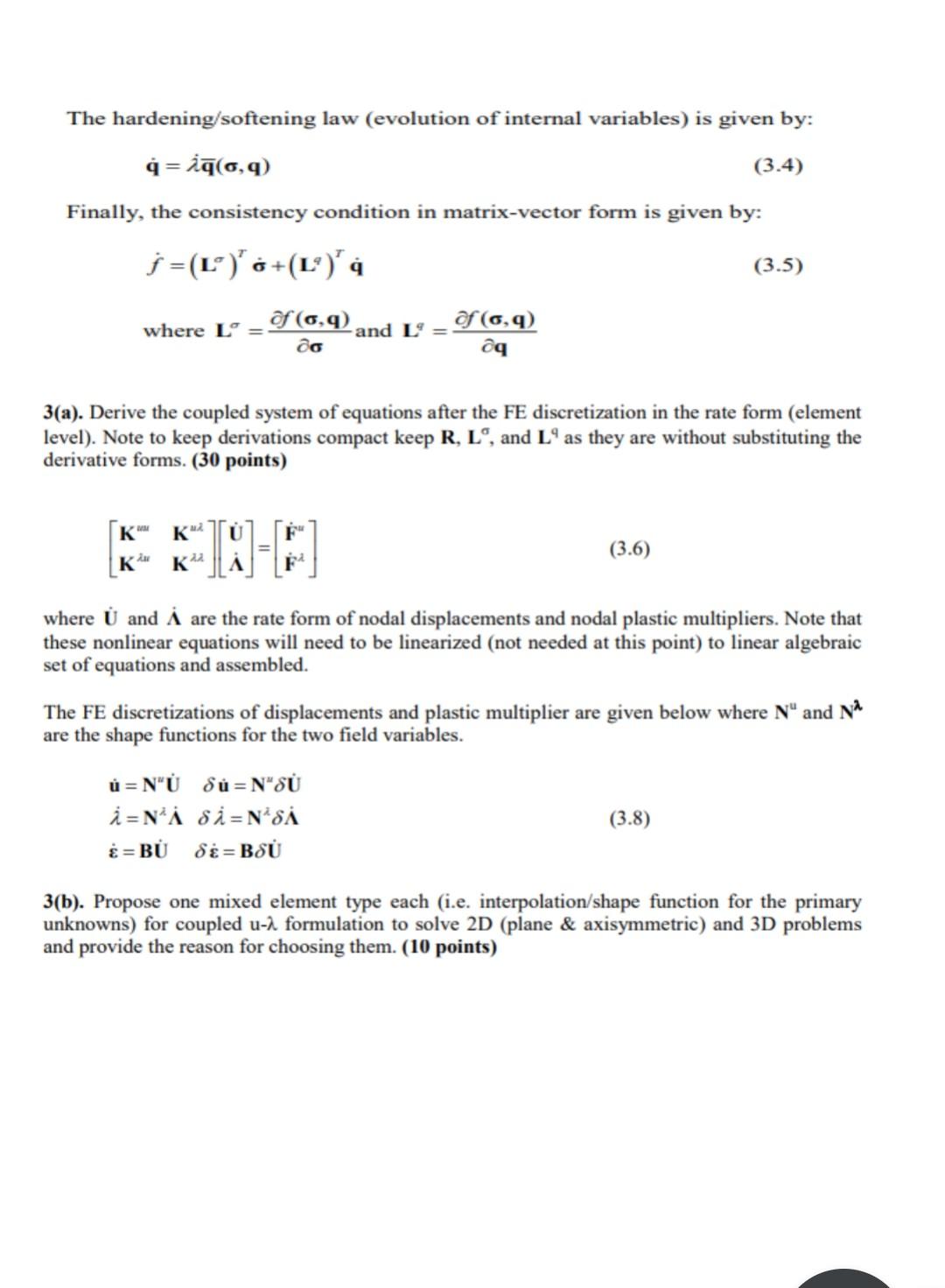 Standard Elastoplastic Finite Element Analyses Usu Chegg Com