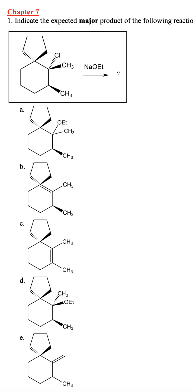 Solved Chapter 7 1. ﻿Indicate the expected major product of | Chegg.com