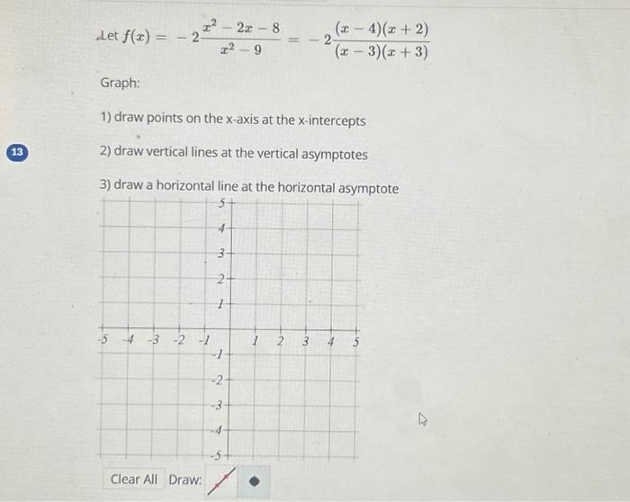 Solved Let F X −2x2−9x2−2x−8 −2 X−3 X 3 X−4 X 2 Graph