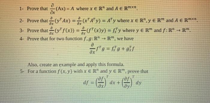 Solved 1 Prove That Doc Ax A Where X Er And A E Rmx Chegg Com