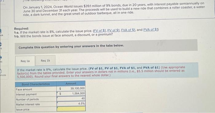 Solved On January 1 2024 Ocean World Issues 39 1 Million Chegg Com   Image