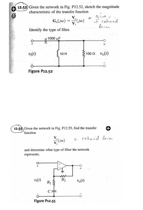 Solved 12 52 Given The Network In Fig P12 52 Sketch T Chegg Com