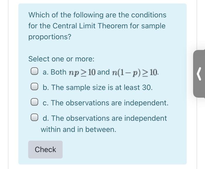 Solved Which Of The Following Are The Conditions For The Chegg Com