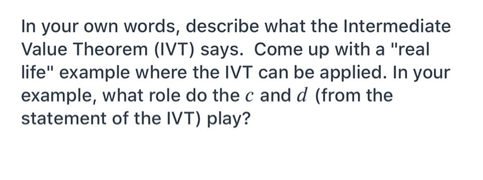 Solved Just wanted an example suits IVT and how this ex | Chegg.com
