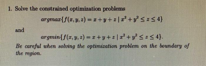 Solved 1. Solve the constrained optimization problems | Chegg.com