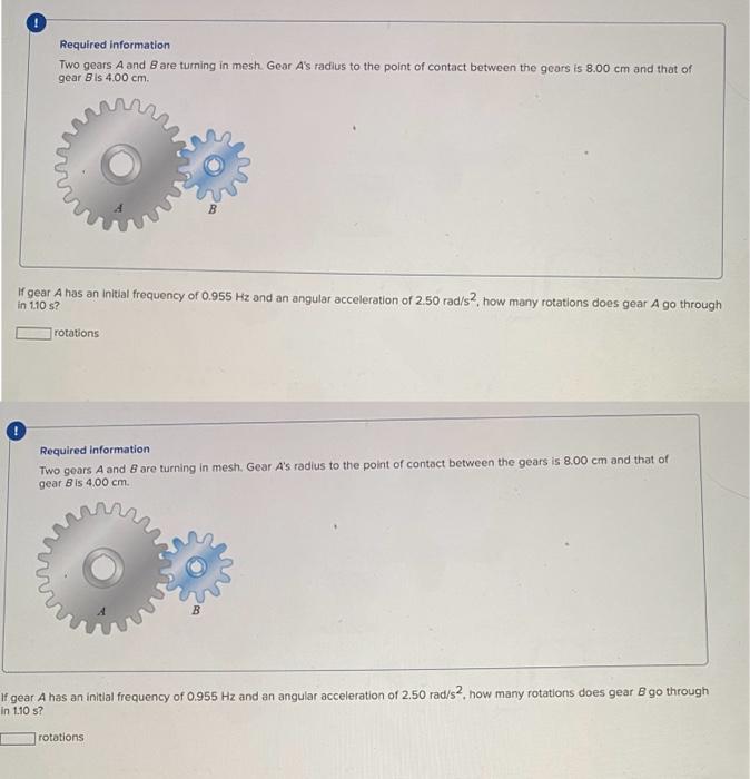 Solved Required information Two gears A and B are turning in | Chegg.com