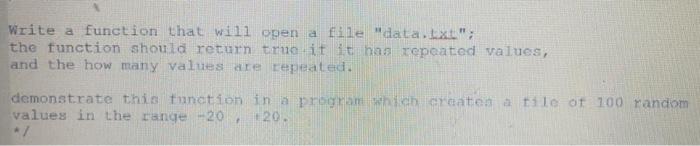 Solved Write a function that will open a file "data.x": the | Chegg.com
