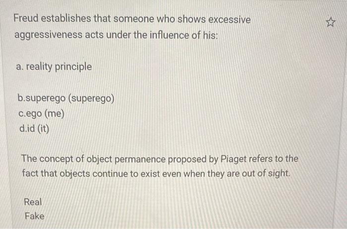 Solved Freud establishes that someone who shows excessive Chegg