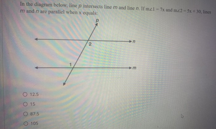 Solved In the diagram below, line p intersects line m and | Chegg.com