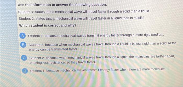 Solved Use the information to answer the following question 
