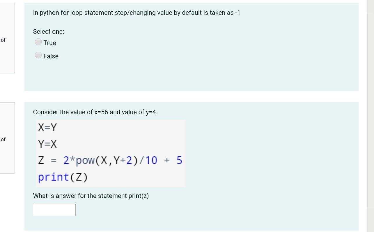 Solved In python for loop statement step/changing value by | Chegg.com