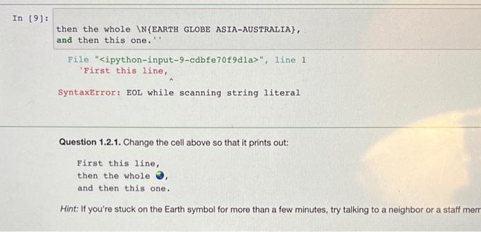 Solved In [9]: Then The Whole N{Earth Globe Asia-Australia}, | Chegg.Com