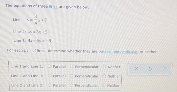 Solved The equations of three lines are given below. 3 Line | Chegg.com