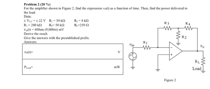 Solved Problem 2 (20%) For The Amplifier Shown In Figure 2, | Chegg.com