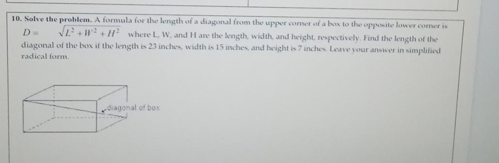 Solved 10. Solve the problem. A formula for the length of a | Chegg.com