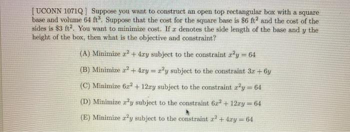 Solved Uconn 1071q 1 Suppose You Want To Construct An Open Chegg Com