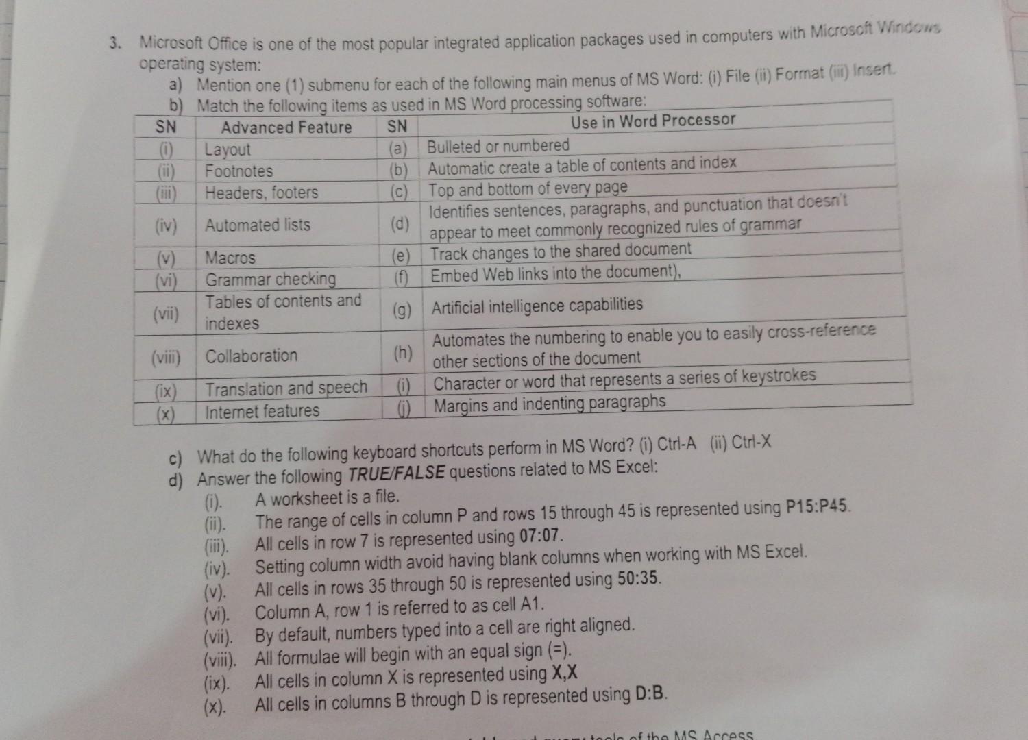 Solved 3. Microsoft Office is one of the most popular | Chegg.com