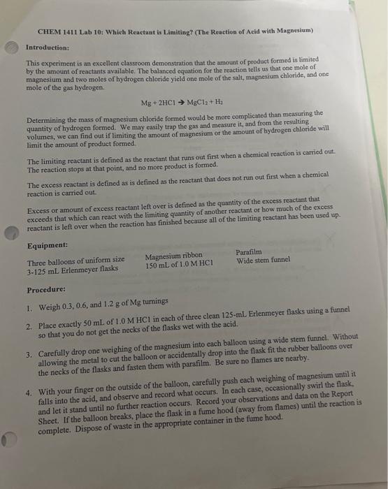 chem-1411-lab-10-which-reactant-is-limiting-the-chegg
