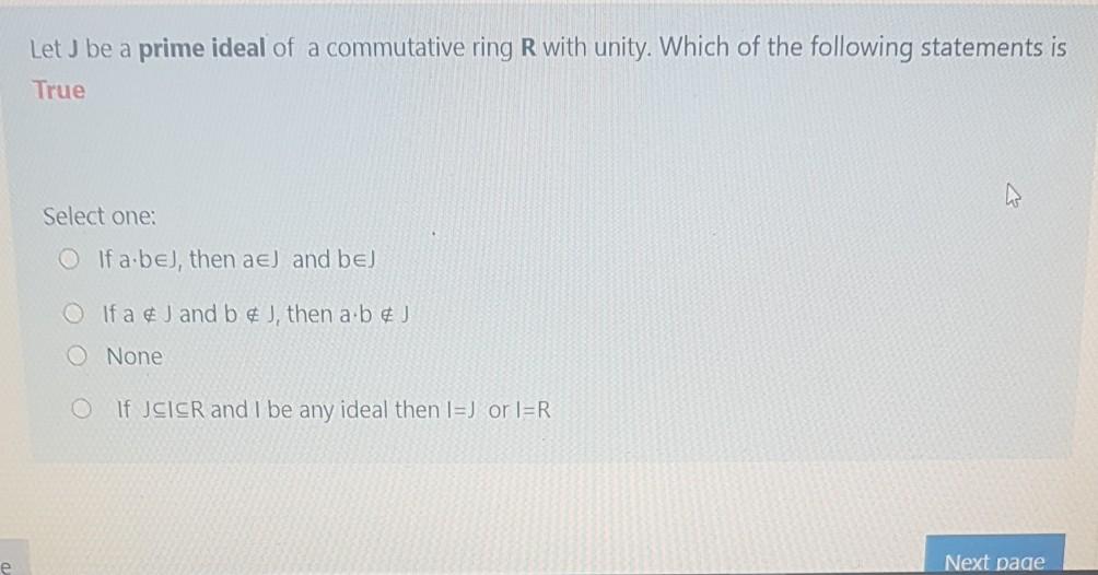 Solved Let U Be A Prime Ideal Of A Commutative Ring R Wit Chegg Com