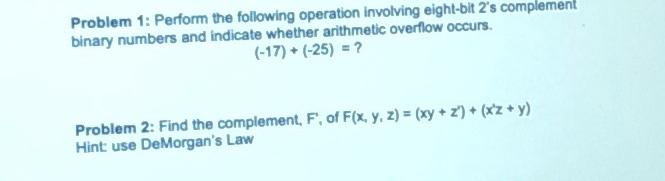 Solved Problem 1: Perform the following operation involving | Chegg.com
