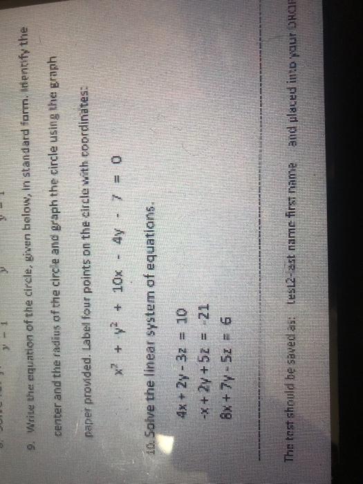 Solved 9. Write the equation of the circle, given below, in | Chegg.com