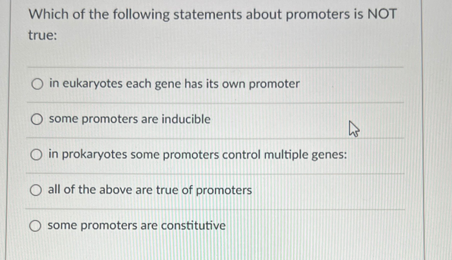 Solved Which of the following statements about promoters is | Chegg.com