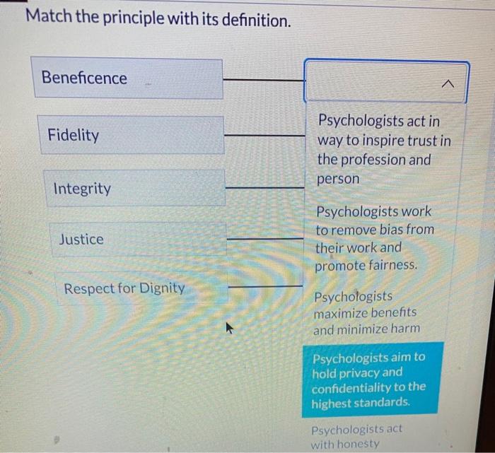 Solved Match the principle with its definition. Beneficence