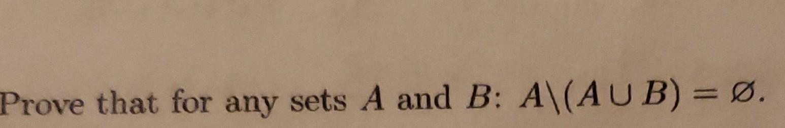 Solved = Prove That For Any Sets A And B: A\(AUB) = Ø. | Chegg.com