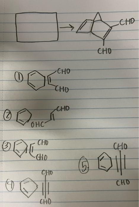 (1)
(2)
(3) \( \overbrace{1 / \mathrm{C} O}^{\mathrm{CHO}} \)