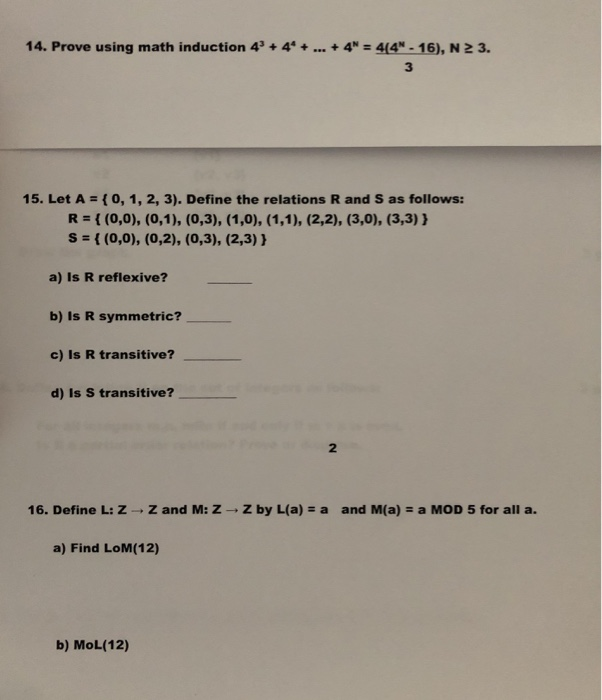 Solved 14 Prove Using Math Induction 4 4 4n Chegg Com