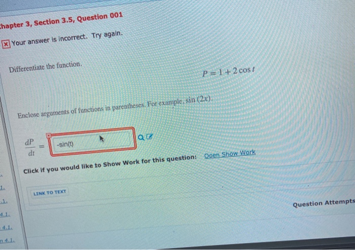 Solved Chapter 3, Section 3.5, Question 001 x Your answer is | Chegg.com