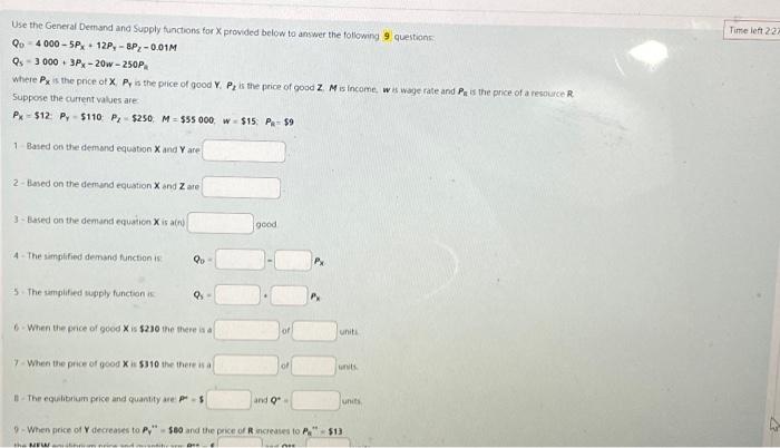 Solved Use the General Demand and Supply functions for X | Chegg.com