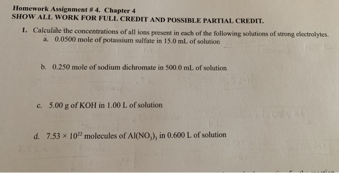 Solved Homework Assignment # 4. Chapter 4 SHOW ALL WORK FOR | Chegg.com